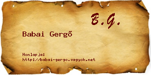 Babai Gergő névjegykártya